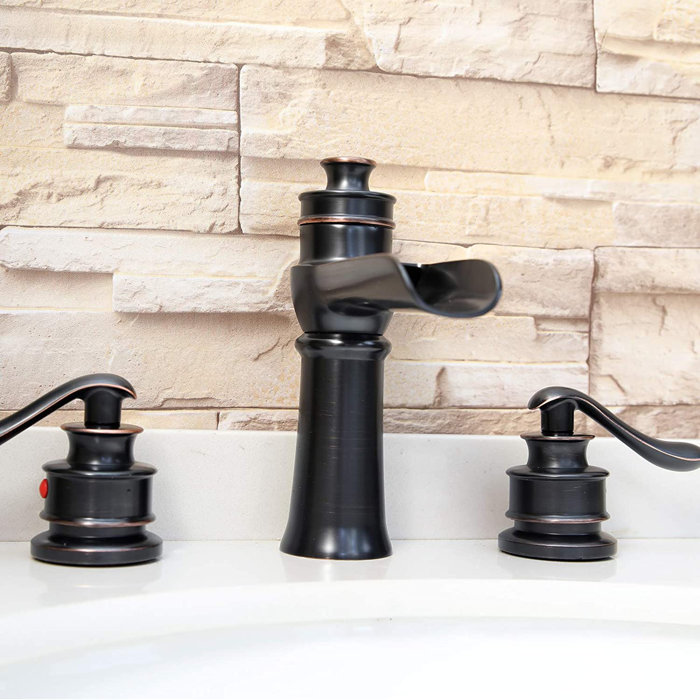Bathlavish Oil Rubbed Bronze Bathroom Faucet 3 Hole Waterfall For Sink